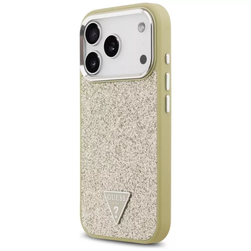 GUESS Glitter Triangle Logo Θήκη MagSafe για iPhone 17 Pro - Χρυσό