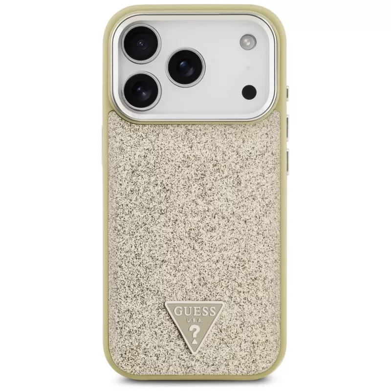 GUESS Glitter Triangle Logo Θήκη MagSafe για iPhone 17 Pro - Χρυσό