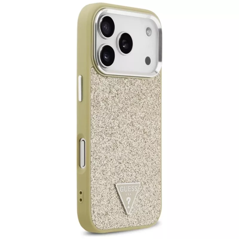 GUESS Glitter Triangle Logo Θήκη MagSafe για iPhone 17 Pro - Χρυσό