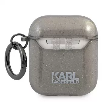 Karl Lagerfeld KLA2UKHGK Θήκη AirPods 1/2 Μαύρο Γκλίτερ Κεφάλι Karl