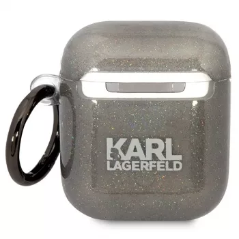 Karl Lagerfeld KLA2HNKCTGK Θήκη AirPods 1/2 Μαύρο Γκλίτερ Karl & Choupette