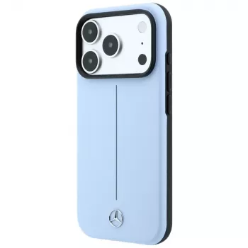 Mercedes Δερμάτινη Semi Wrap Iconic Line Θήκη MagSafe για iPhone 18 Pro / 17 Pro - Μπλε