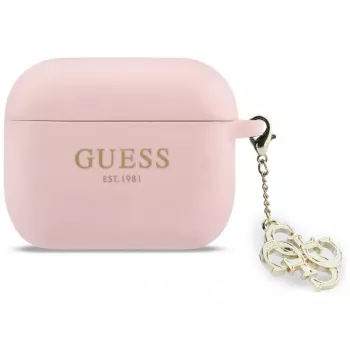 GUESS Θήκη σιλικόνης 4G Charm για AirPods Pro 3, Ροζ