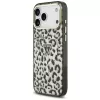 GUESS IML Leopard Glitter Triangle Logo MagSafe θήκη για iPhone 18 Pro Max / 17 Pro Max - Μαύρη