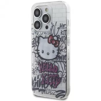 Hello Kitty HKHCP15XHDGPHT iPhone 15 Pro Max 6,7 ιντσών Λευκή σκληρή θήκη IML Kitty On Bricks Graffiti