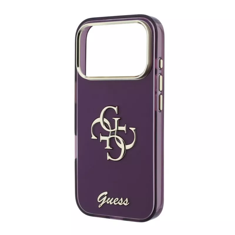 GUESS 4G Script Metal Θήκη προστασίας πλάτης για Apple iPhone 18 Pro / 17 Pro - Βουργουνδί
