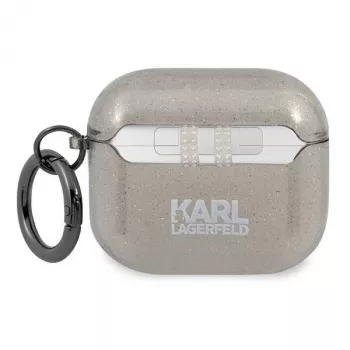 Karl Lagerfeld KLA3UKHGK Θήκη AirPods 3 Μαύρη Γκλίτερ Κεφάλι του Karl