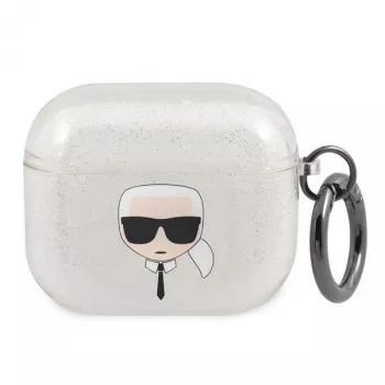 Karl Lagerfeld KLA3UKHGS Θήκη AirPods 3 Ασημί Γκλίτερ Κεφάλι του Karl