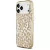 GUESS IML Leopard Glitter Triangle Logo MagSafe θήκη για iPhone 18 Pro Max / 17 Pro Max - καφέ