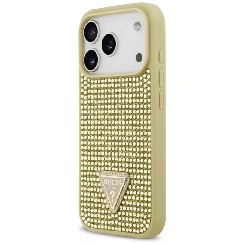 GUESS Rhinestone Triangle Logo θήκη για iPhone 17 Pro - χρυσή
