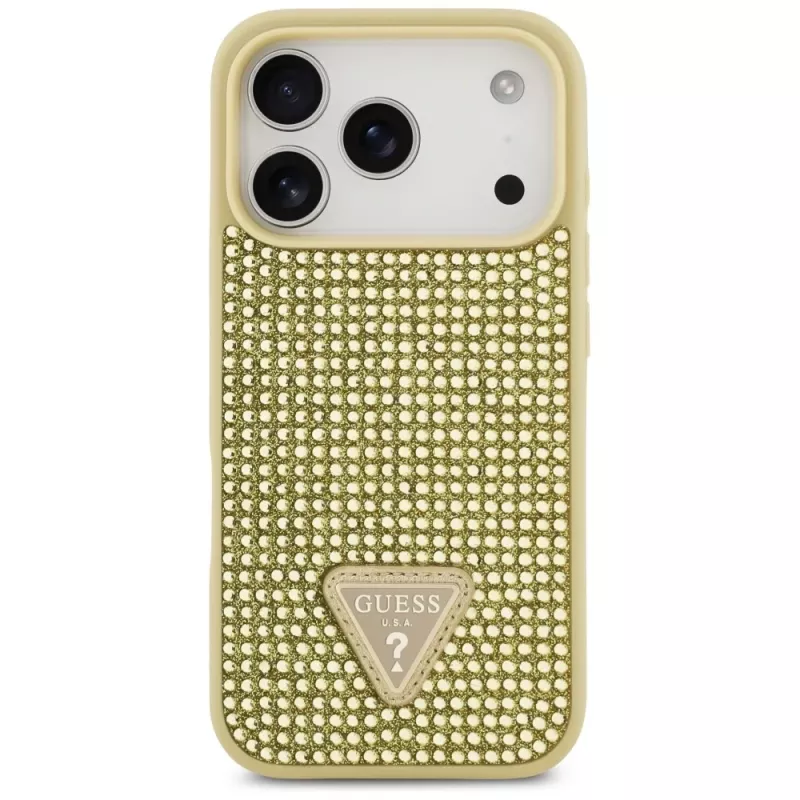 GUESS Rhinestone Triangle Logo θήκη για iPhone 17 Pro - χρυσή