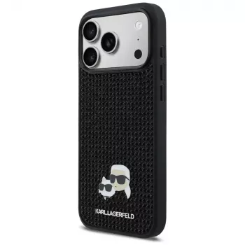 Karl Lagerfeld Rhinestones Karl & Choupette Pin θήκη για iPhone 17 Pro Max - μαύρη