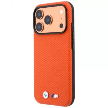 BMW M Quadrille Kevlar MagSafe θήκη για iPhone 17 Pro Max / 18 Pro Max – πορτοκαλί με μεταλλικό λογότυπο