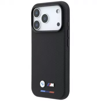 BMW M Quadrille Kevlar MagSafe θήκη για iPhone 18 Pro Max / 17 Pro Max - μαύρη με τρικολόρ και μεταλλικό λογότυπο