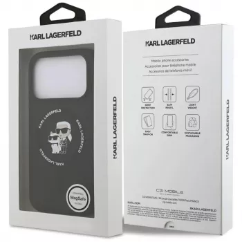 Karl Lagerfeld Silicone Karl & Choupette Ring MagSafe θήκη για iPhone 17 Pro Max - μαύρη