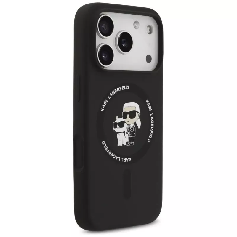 Karl Lagerfeld Silicone Karl & Choupette Ring MagSafe θήκη για iPhone 17 Pro Max - μαύρη