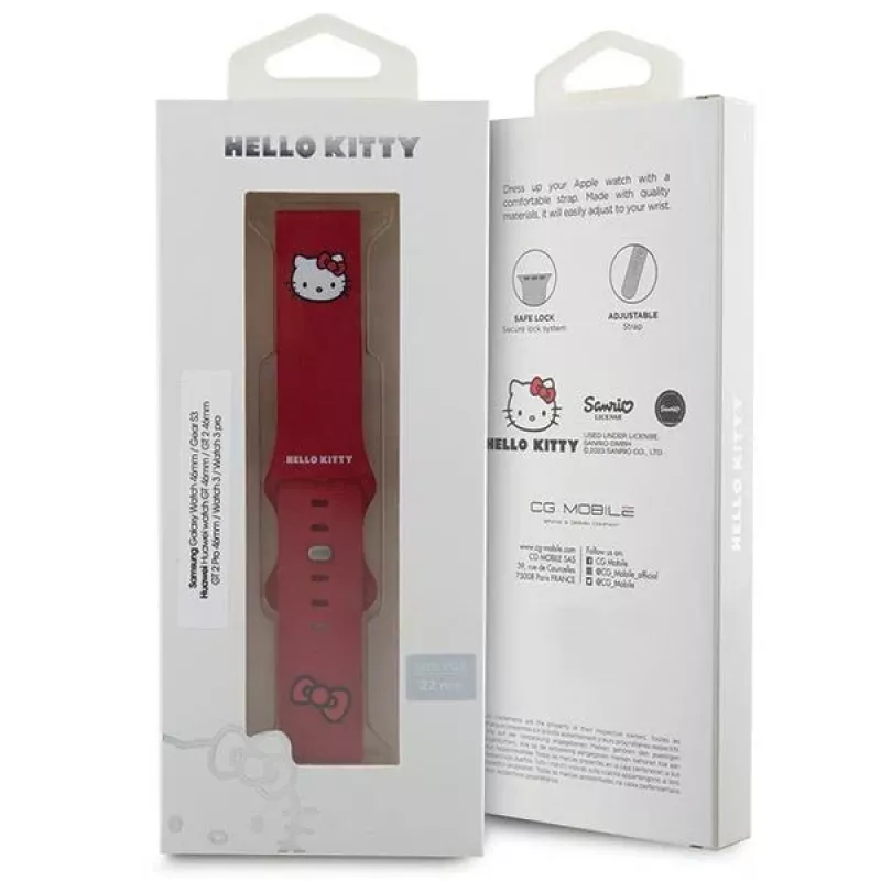 Hello Kitty Universal Σιλικόνης Βραχιόλι 22mm Κόκκινο κεφάλι Kitty