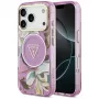 GUESS IML Glitter Flowers Triangle MagSafe Θήκη για iPhone 18 Pro / 17 Pro - Μωβ