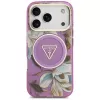 GUESS IML Glitter Flowers Triangle MagSafe Θήκη για iPhone 18 Pro / 17 Pro - Μωβ