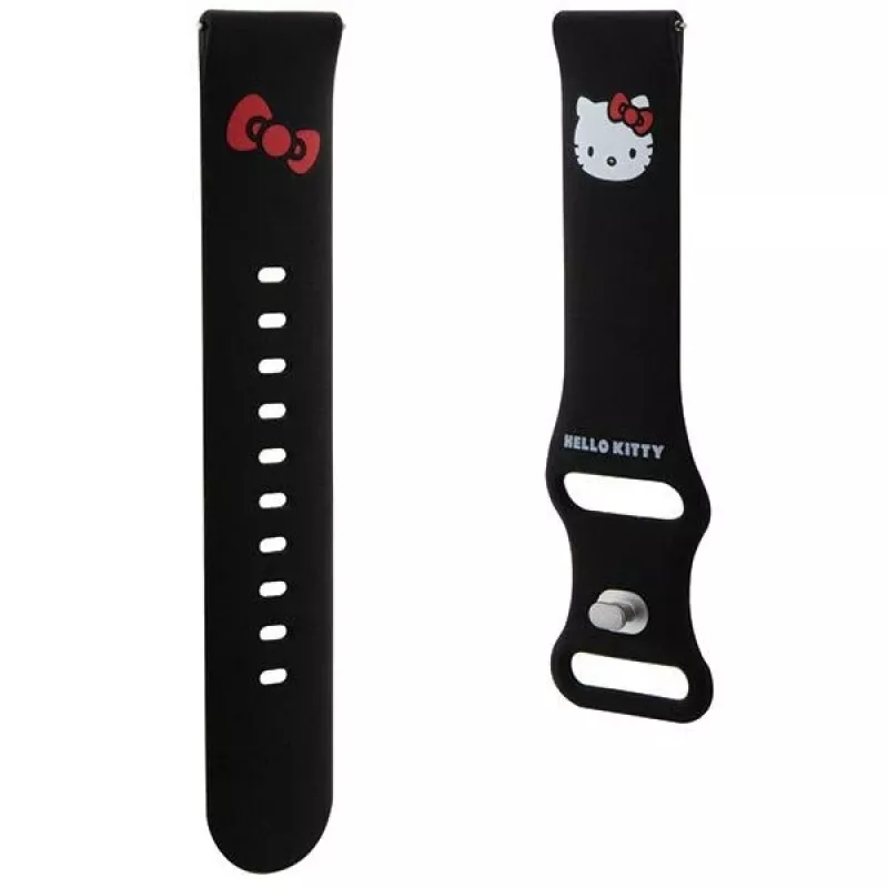 Hello Kitty Universal Σιλικόνης Βραχιόλι με σχέδιο κεφαλιού Kitty, Μαύρο, 20mm