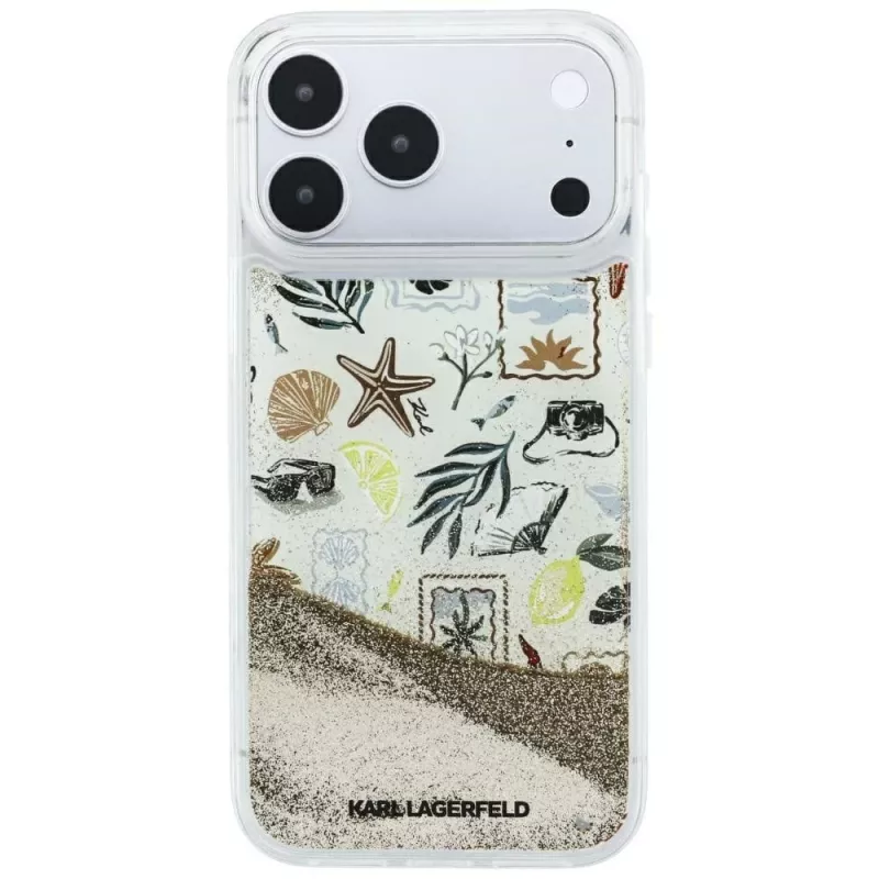 Karl Lagerfeld Liquid Glitter Beach & Sand Θήκη για iPhone 18 Pro Max / 17 Pro Max – Μπεζ