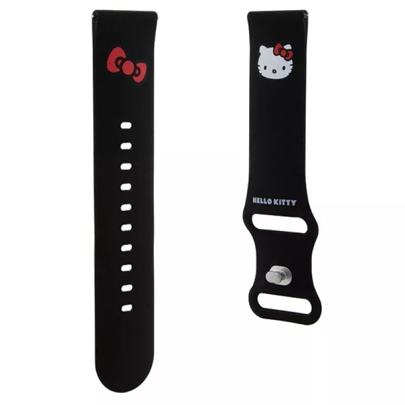 Hello Kitty Βραχιόλι σιλικόνης με κεφάλι Kitty για Smartwatches, 22 mm, Μαύρο