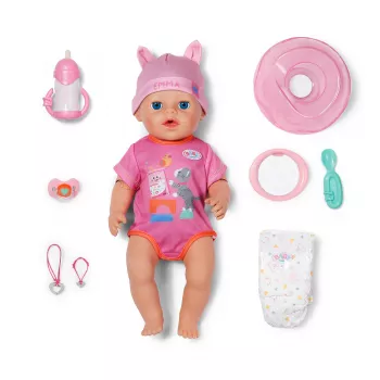 ZAPF CREATION Baby born Emma Click & Play 43 cm διαδραστική κούκλα με ροζ φόρμα και καπέλο