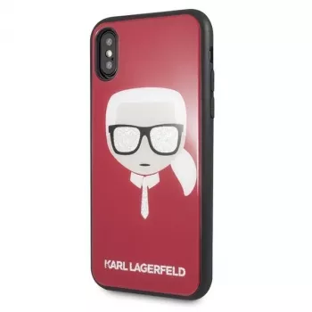 Karl Lagerfeld KLHCPXDLHRE iPhone X/Xs Iconic Glitter Karl's Head θήκη κόκκινο