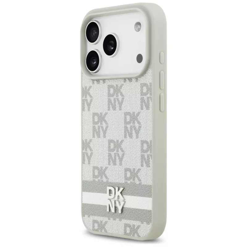 DKNY καρό μοτίβο με τυπωμένες ρίγες θήκη για iPhone 17 Pro - μπεζ