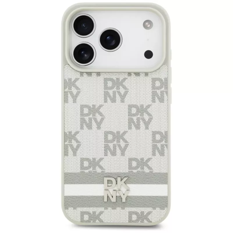 DKNY καρό μοτίβο με τυπωμένες ρίγες θήκη για iPhone 17 Pro - μπεζ
