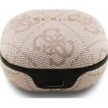 Guess 4G Classic Metal Logo ασύρματα ακουστικά True Wireless με ENC και θήκη φόρτισης (ροζ)
