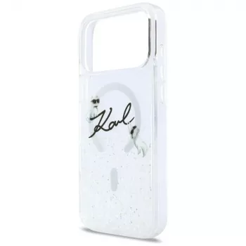 Karl Lagerfeld Liquid Glitter Karl Script Logo MagSafe θήκη για iPhone 17 Pro διαφανές