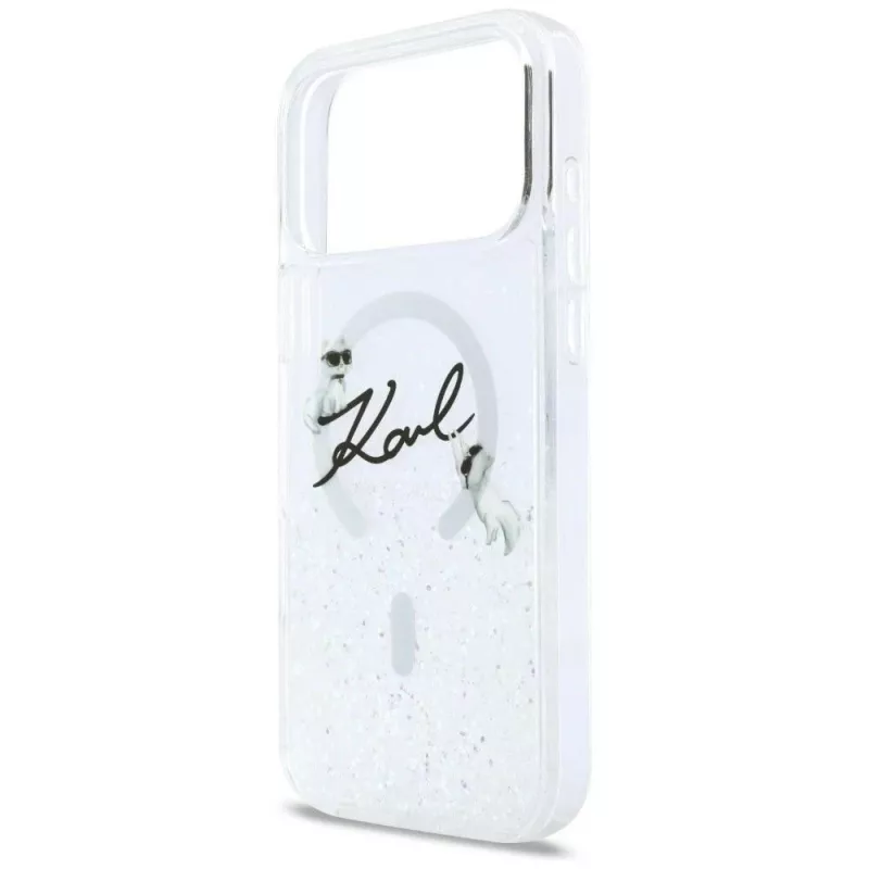 Karl Lagerfeld Liquid Glitter Karl Script Logo MagSafe θήκη για iPhone 17 Pro διαφανές