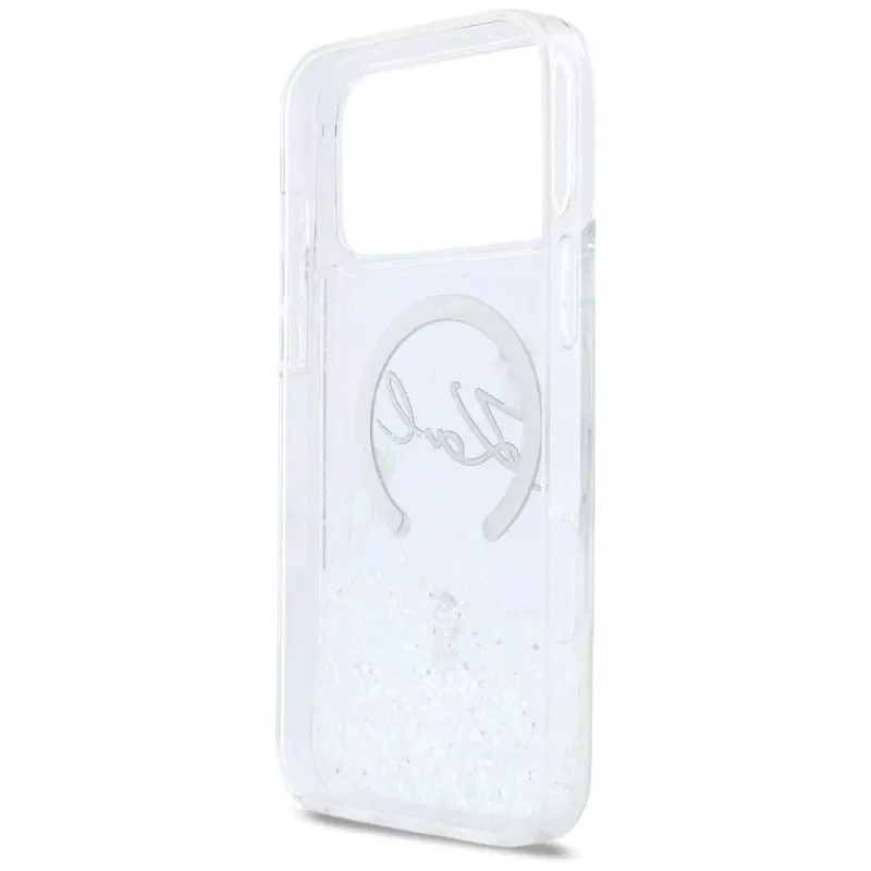 Karl Lagerfeld Liquid Glitter Karl Script Logo MagSafe θήκη για iPhone 17 Pro διαφανές