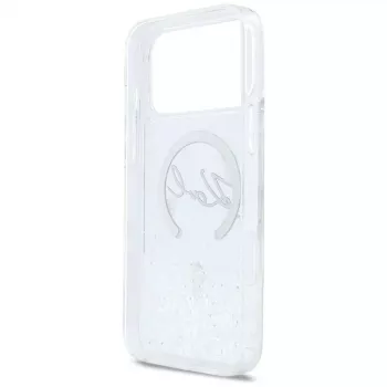 Karl Lagerfeld Liquid Glitter Karl Script Logo MagSafe θήκη για iPhone 17 Pro Max, διαφανές