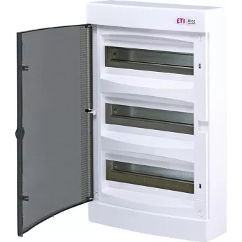 ECT36PT-S Πλαστικός διανομέας NT 36M 3x 12M N+PE IP40 IK07 526x287x112 Πόρτα καπνιστού γυαλιού Λευκό DIDO