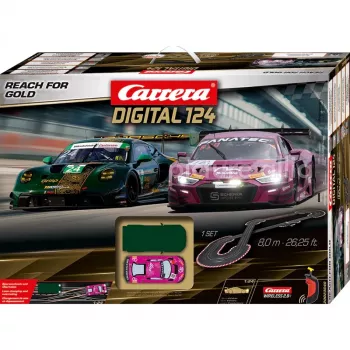 Carrera DIGITAL 124 Reach for Gold Slot Car Σετ αγώνων κλίμακας 1:24 με 2 αυτοκίνητα και ασύρματα χειριστήρια