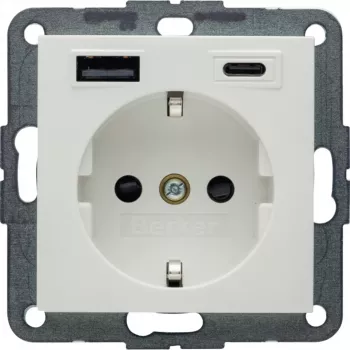 Berker S.1 Πρίζα SCHUKO με USB-C PD 20W, πολικό λευκό ματ