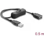 Delock Καλώδιο επέκτασης USB Type-A αρσενικό σε θηλυκό με διακόπτη 0,5 m Μαύρο