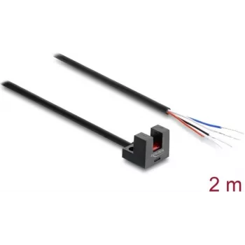 Delock φωτοηλεκτρικός αισθητήρας σχήματος U 5 mm τύπου L με 4 ανοιχτά άκρα καλωδίου NPN L/D επιλέξιμο 2 m