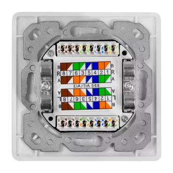 LOGILINK επιτοίχια πρίζα Cat.6A 2xRJ45 STP, κάθετη, λευκή
