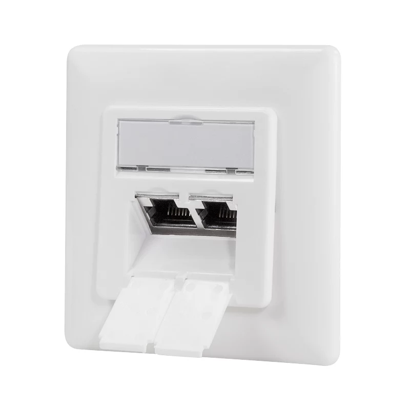 LOGILINK επιτοίχια πρίζα Cat.6A 2xRJ45 STP, κάθετη, λευκή