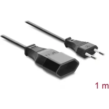 Delock Καλώδιο επέκτασης Europlug CEE 7/16 βύσμα αρσενικό σε υποδοχή θηλυκή 2 x 0,75 mm², 1 m, Μαύρο