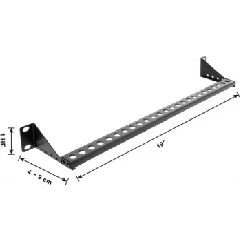 Delock 19 inch 1U πάνελ διαχείρισης καλωδίων με ρυθμιζόμενο βάθος 40-90 mm, μαύρο