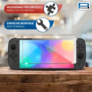 PEDEA Μεμβράνη προστασίας οθόνης από γυαλί για Nintendo Switch 2 (2025) - Σκληρότητα 9H, Καθαρότητα HD, χωρίς φυσαλίδες, Άκρες 2.5D