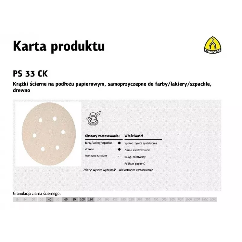 Klingspor PS 33 CK Δίσκος λείανσης, 150 mm, P60, GLS3, 100 τεμ.