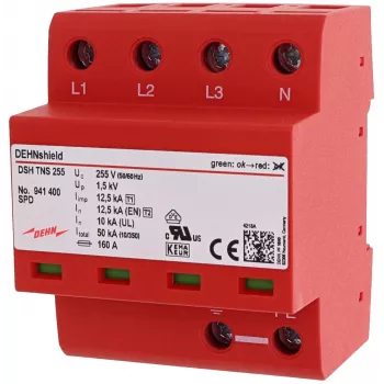 DEHN DSH TNS 255 Τύπου 1+2 συνδυαστικός απαγωγός υπέρτασης για συστήματα TN-S