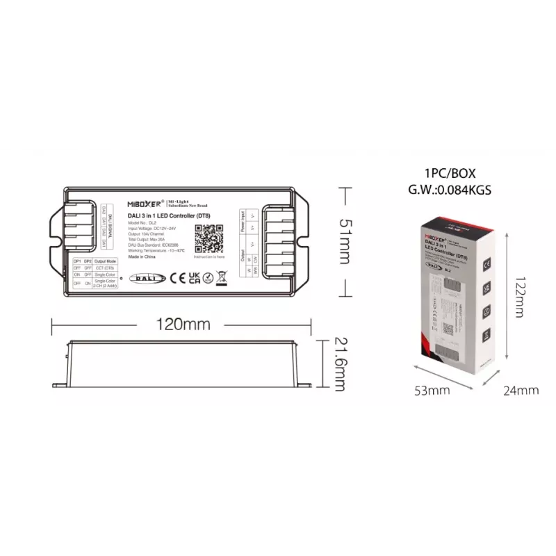 Miboxer DL2 Ελεγκτής LED DALI 3in1 (DT8)