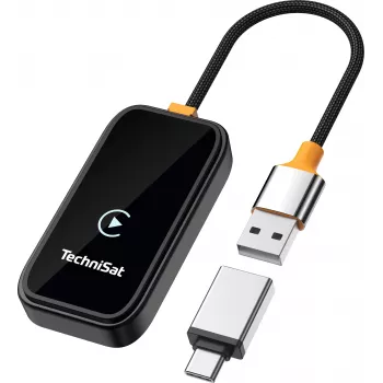 TechniSat Technicast 100 Ασύρματος προσαρμογέας CarPlay & Android Auto – μαύρο, USB-C, Plug & Play
