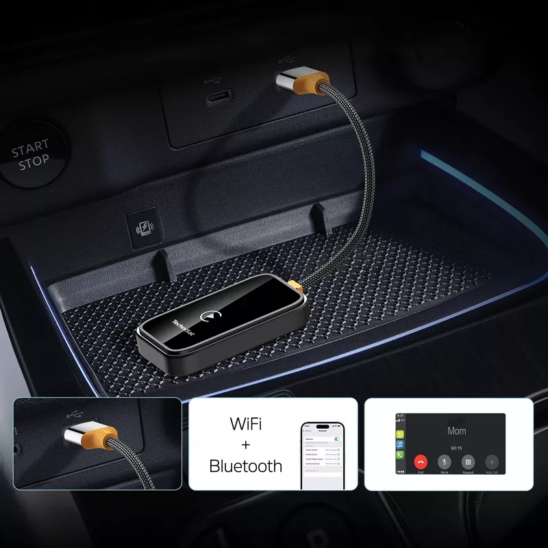 TechniSat Technicast 100 Ασύρματος προσαρμογέας CarPlay & Android Auto – μαύρο, USB-C, Plug & Play